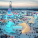 HARBIN, Foto dari udara yang diabadikan pada 25 Januari 2023 ini memperlihatkan Harbin Ice and Snow World di Harbin, Provinsi Heilongjiang, China timur laut. Heilongjiang menarik banyak wisatawan selama liburan Festival Musim Semi. (Xinhua/Wang Jianwei)