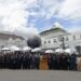 Para pemimpin negara-negara Asia dan Afrika menghadiri upacara penandatanganan Monumen Solidaritas Asia Afrika sebagai bagian dari Peringatan Konferensi Asia Afrika 2015 di Bandung, Provinsi Jawa Barat, pada 24 April 2015. (Xinhua/Liu Yun)