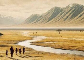 Gambar yang disediakan oleh Institut Penelitian Dataran Tinggi Tibet (Institute of Tibetan Plateau Research/ITP) Akademi Ilmu Pengetahuan China (Chinese Academy of Sciences/CAS) ini menunjukkan sebuah penggambaran artistik tentang migrasi manusia purba. (Xinhua/ITP)