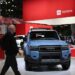 Orang-orang mengunjungi area ekshibisi Toyota Motor Corporation dalam ajang New York International Auto Show 2025 di Javits Center di New York, Amerika Serikat, pada 16 April 2025. (Xinhua/Liu Yanan)