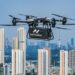 Foto dari udara yang diabadikan menggunakan drone pada 16 Juni 2025 ini menunjukkan sebuah drone logistik terbang di Wuhan, Provinsi Hubei, China tengah. (Xinhua/Wu Zhizun)