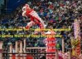 Sebuah tim dari Myanmar berkompetisi dalam Kejuaraan Dunia Barongsai Genting (Genting World Lion Dance Championship) ke-15 di Negara Bagian Pahang, Malaysia, pada 27 Juli 2025. (Xinhua/Chong Voon Chung)