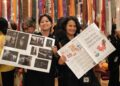 Chitra Subyakto (kanan), pendiri sekaligus direktur kreatif Sejauh Mata Memandang, berpose untuk difoto dalam pembukaan pameran "Pasar Kita" di Grand Indonesia, Jakarta, pada 18 Juli 2025. (Xinhua/Rai Iftikar)